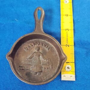 Vintage California Cast Iron Mini Ashtray Spoon Rest Small Skillet 3 Legged
